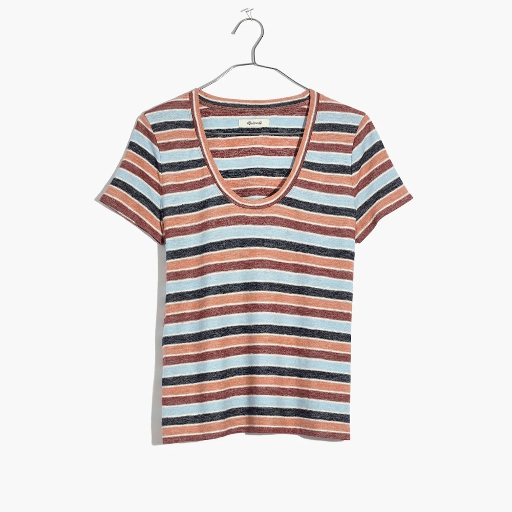 Madewell Striped Short Sleeve Tee - Red, Black, White
